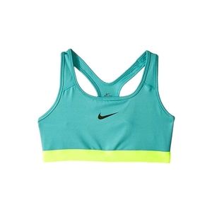 NIKE Womens Dri Fit Teal Sports Bra Lime Green Trim Size XS